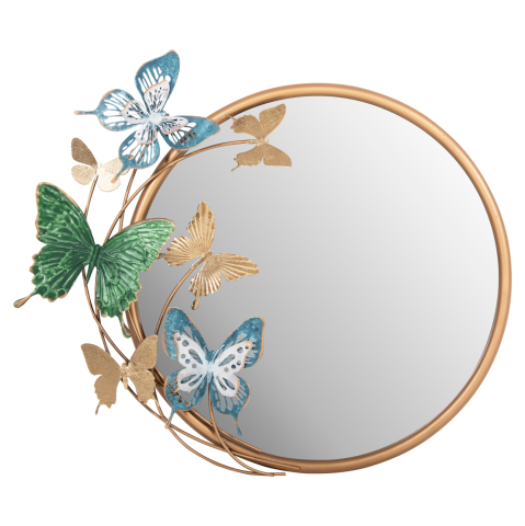 Oglinzi - WALL CLOCK ROUND HM4213 METAL IN GOLD-GREEN-BLUE 62x6,5x56Hcm.