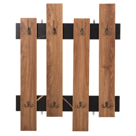 Mobilier pentru hol - WALL COAT HANGER WESSON HM8940.15 MELAMINE IN BLACK MARBLE and NATURAL 64x4x79Hcm.