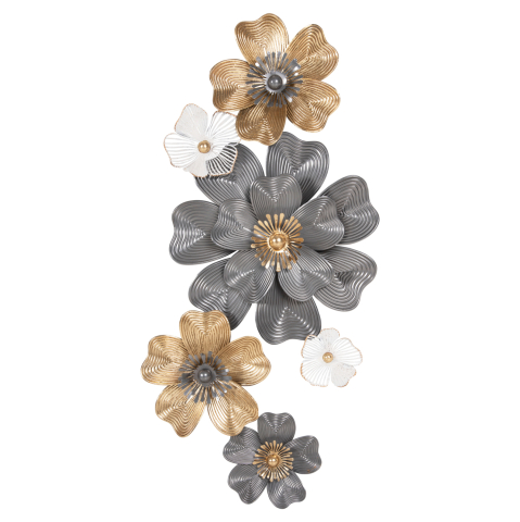 Decoratiuni de perete - WALL DECOR HM4214 METAL IN WHITE-GREY-GOLD 51x7,5x120cm.