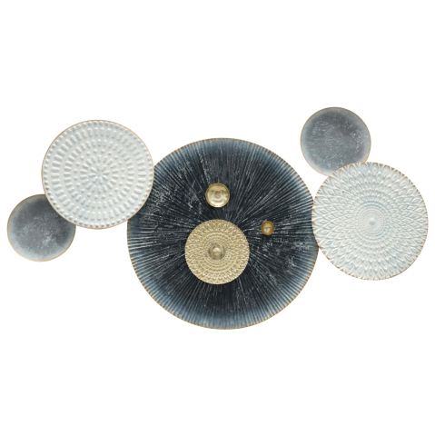 Decoratiuni de perete - WALL DECOR HM7551 METAL VARIOUS CIRCLES-WHITE, GREY, GOLD 91x5x49.5Ηcm