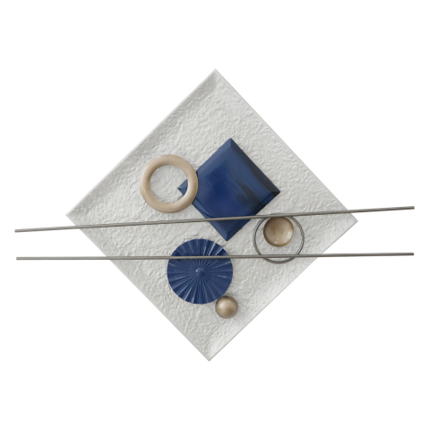 Decoratiuni - WALL DECOR HM7559 METAL SQUARE PLATE- BLUE, GREY, BEIGE, WHITE