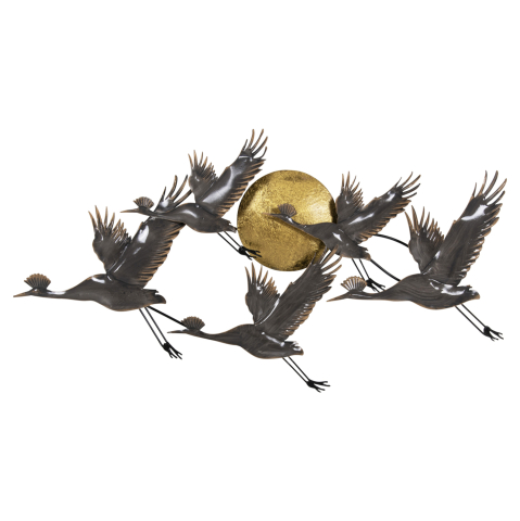 Decoratiuni - WALL DECOR METALLIC HM4208 BIRDS IN GREY-GOLD 90x46Hcm.