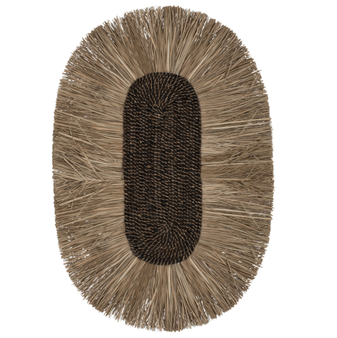 Decoratiuni de perete - WALL DECOR OVAL MADE OF GRASS AND ABACA FIBERS IN NATURAL-BLACK COLOR 50x5x75Hcm.HM7794