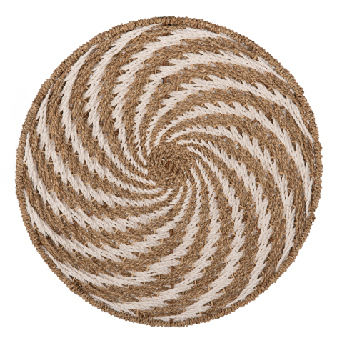 Decoratiuni de perete - WALL DECOR ROUND HM7830.01 SPIRAL LOOK-SEAGRASS IN WHITEandNATURAL COLOR Φ61x3cm.