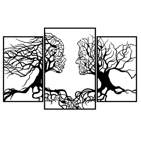 Decoratiuni de perete - WALL DECORATION 100% METALLIC BLACK TREE WITH HUMAN FACES 116X71 HM7211
