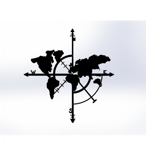 Decoratiuni de perete - WALL DECORATION 100% METALLIC BLACK WOLD MAP 48X50 HM7214
