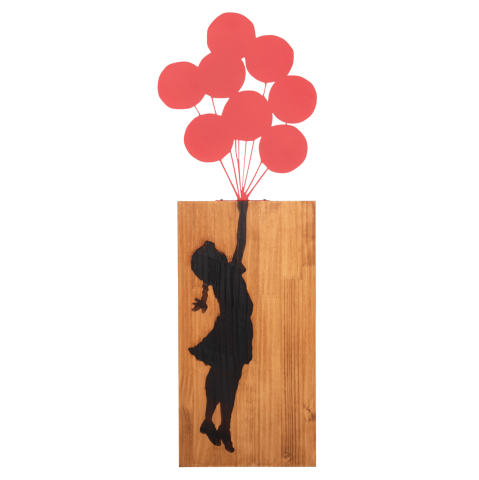 Decoratiuni de perete - WALL DECORATION BALLOONS IN CORAL COLOR HM4649 METAL-WOOD 30x3x99Hcm.