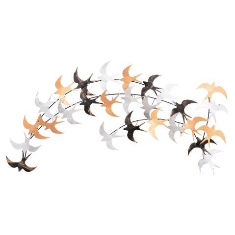 Decoratiuni de perete - WALL DECORATION BIRDS HM4655 METAL- MULTICOLOR 131x11(depth)x70Hcm.