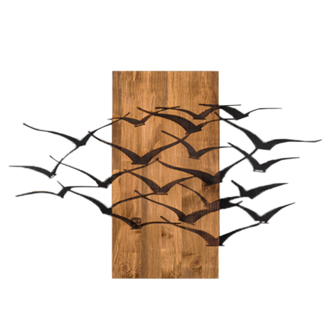 Decoratiuni de perete - WALL DECORATION BIRDS HM4805-METAL IN BLACK-WOOD 86x3(thickness)x58Hcm.