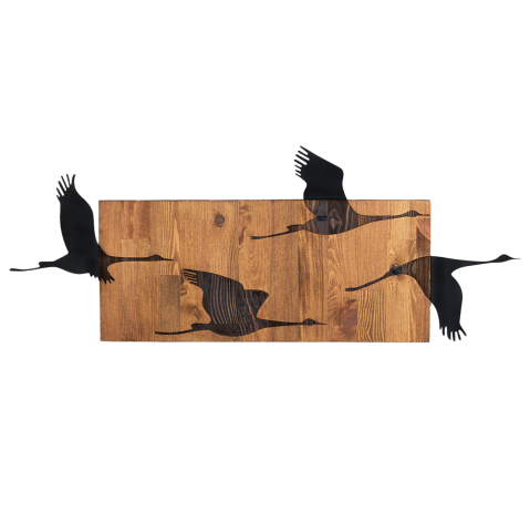 Decoratiuni de perete - WALL DECORATION BIRDS HM4812-METAL IN BLACK-WOOD 90.5x3(thickness)x34.5Hcm.