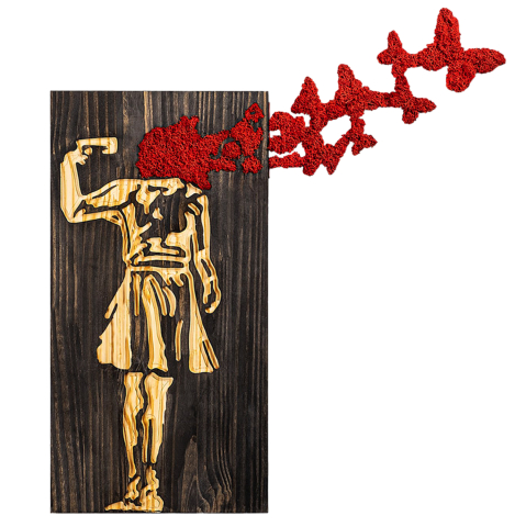 Decoratiuni de perete - WALL DECORATION GIRL FIGURE HM4755-METAL-WOOD 62x3(thickness)x70Hcm.