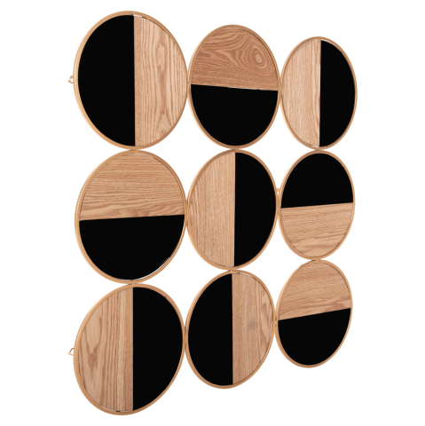 Decoratiuni - WALL DECORATION HM4197 METAL IN GOLD-MDF IN NATURAL AND GLOSSY BLACK 90x90cm.