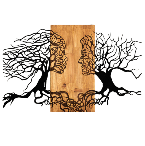Decoratiuni de perete - WALL DECORATION ILLUSION HM4803-METAL IN BLACK-WOOD 92x3(thickness)x58Hcm.