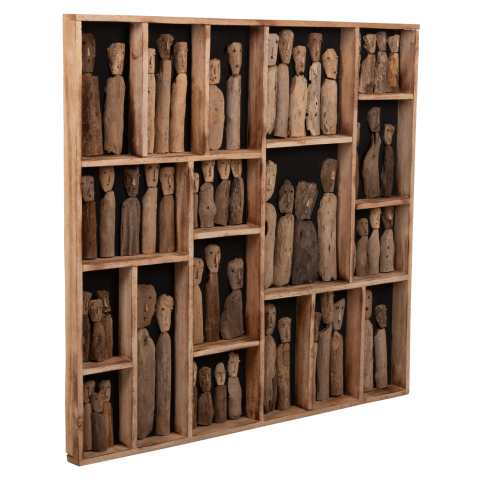 Decoratiuni de perete - WALL DECORATION MYST HM4274 FRAME WITH FIGURINES MADE OF DRIFTWOOD 100x6x100Hcm.