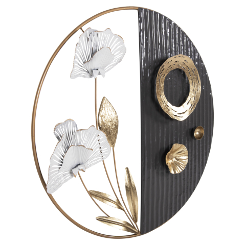 Decoratiuni de perete - WALL DECORATION ROUND HM4202 METAL IN GOLD-BLACK-WHITE Φ60cm