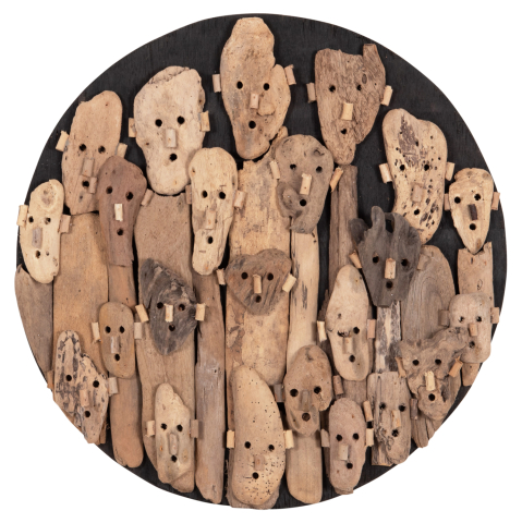 Decoratiuni - WALL DECORATION ROUND LICAS HM4441 DRIFTWOOD IN NATURAL Φ62cm.