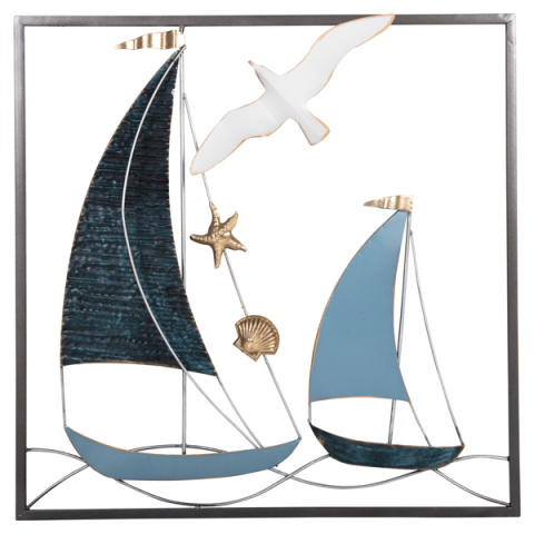 Decoratiuni de perete - WALL DECORATION SQUARE HM4203 METAL-BOATS 50x6x50cm