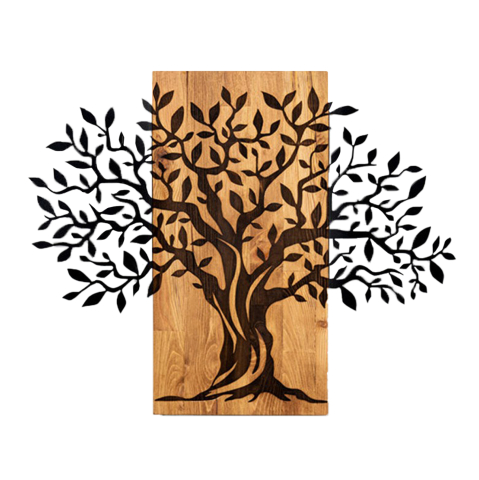 Decoratiuni de perete - WALL DECORATION TREE FIGURE HM4802-METAL IN BLACK-WOOD 72x3(thickness)x58Hcm.