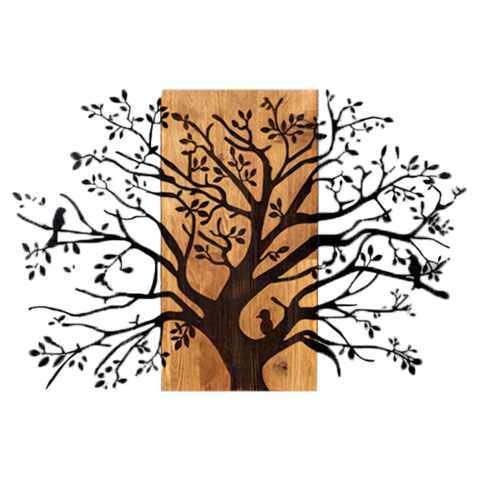 Decoratiuni de perete - WALL DECORATION TREE FIGURE HM4806-METAL IN BLACK-WOOD 85x3(thickness)x58Hcm.