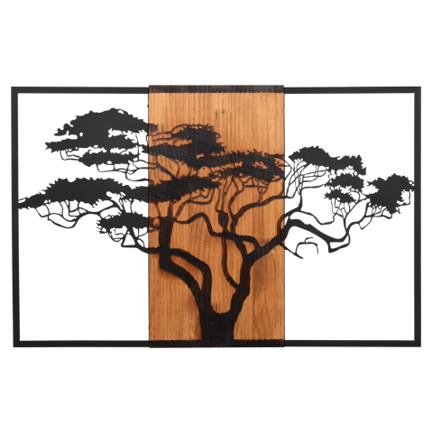 Decoratiuni de perete - WALL DECORATION TREE IN BLACK FRAME ΗΜ4650-METAL-WOOD 90x3(thickness)x58Hcm.