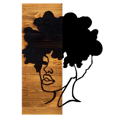 Decoratiuni de perete - WALL DECORATION WOMAN FIGURE HM4750-METAL-WOOD 35x3(thickness)x50Hcm.