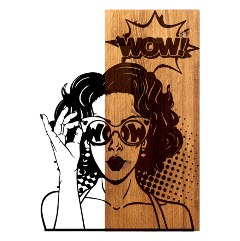 Decoratiuni de perete - WALL DECORATION WOMAN FIGURE HM4758-METAL IN BLACK-WOOD 42x3(thickness)x58Hcm.
