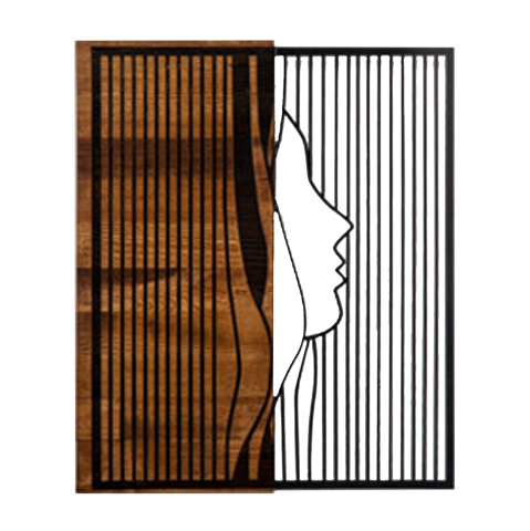 Decoratiuni de perete - WALL DECORATION WOMAN PROFILE HM4801-METAL IN BLACK-WOOD 48x3(thickness)x58Hcm.