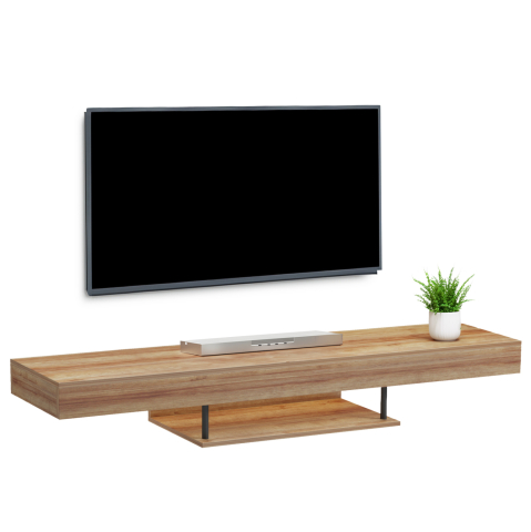 Comode TV - WALL HANGING TV STAND WITH LED SAVOR HM18381.01 MELAMINE IN OAK 150x29.5x22Hcm