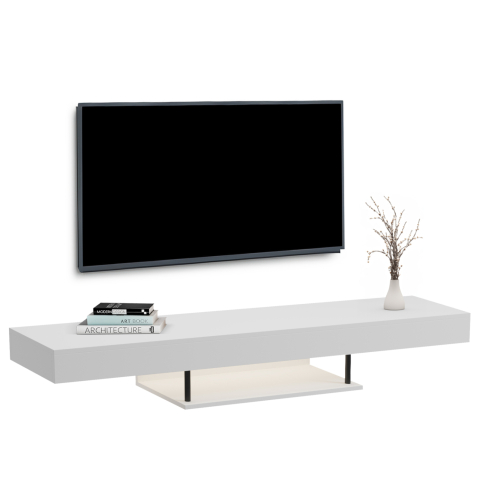 Comode TV - WALL HANGING TV STAND WITH LED SAVOR HM18381.02 MELAMINE IN WHITE 150x29.5x22Hcm