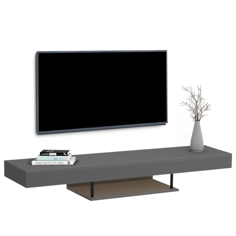 Comode TV - WALL HANGING TV STAND WITH LED SAVOR HM18381.05 MELAMINE IN GREY 150x29.5x22Hcm