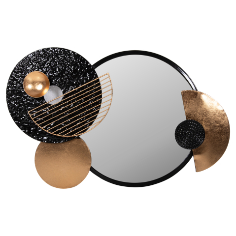Oglinzi - WALL MIRROR HM4211 METAL IN BLACK-GOLD 82x8x52Hcm.