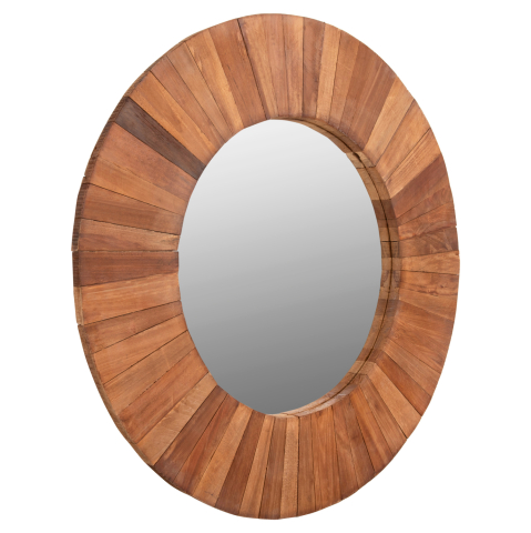 Oglinzi - WALL MIRROR HM7726 RECYCLED WOOD NATURAL Φ100cm