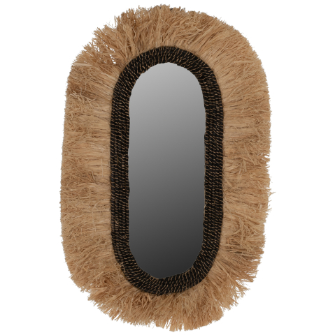 Oglinzi - WALL MIRROR OVAL MADE OF SISAL FIBERS IN NATURAL AND BLACK ABACA FIBERS 55x4x90Hcm.HM7745