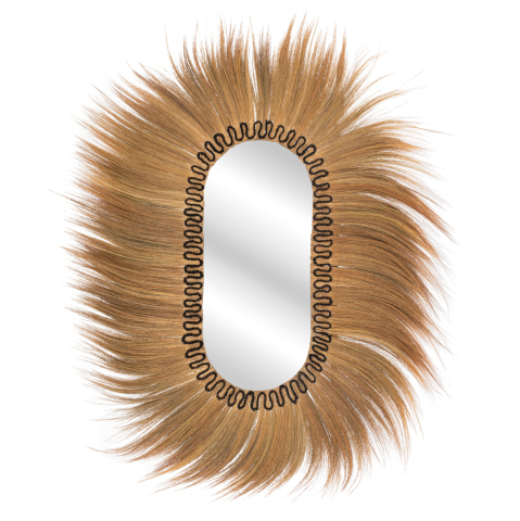 Oglinzi - WALL MIRROR OVAL RAYUNG GRASS FIBERS IN NATURAL AND BLACK COLOR 110x5x160Hcm.HM7803