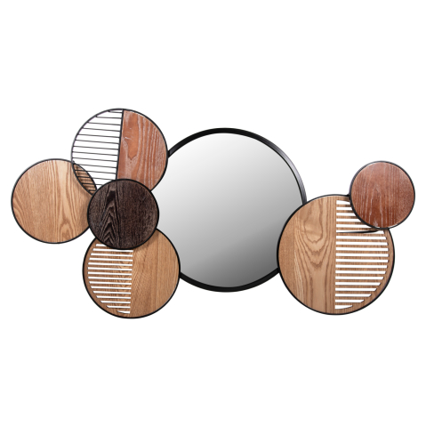 Oglinzi - WALL MIRROR ROUND DAVION HM4217 MDF-BLACK METAL 123x5x63Hcm.