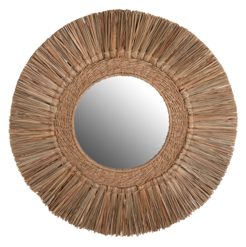 Oglinzi - WALL MIRROR ROUND HM7831 MENDONG GRASS FRAME IN NATURAL COLOR Φ70cm.