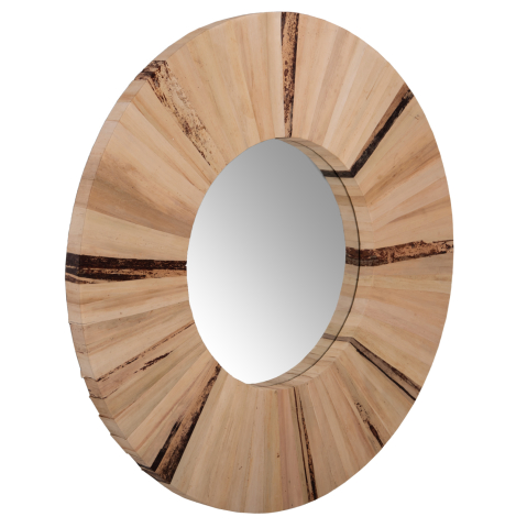 Oglinzi - WALL MIRROR ROUND HM7838 DRIED PALM LEAF FIBER FRAME IN NATURAL COLOR Φ80x4cm.
