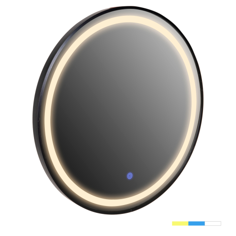 Interior - WALL MIRROR ROUND IMAGE HM9579.01 ALUMINUM IN BLACK-LED LIGHT Φ60x3cm.