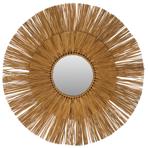 Oglinzi - WALL MIRROR ROUND WITH MENDONG GRASS FRAME IN GOLD COLOR Φ65cm.HM7801