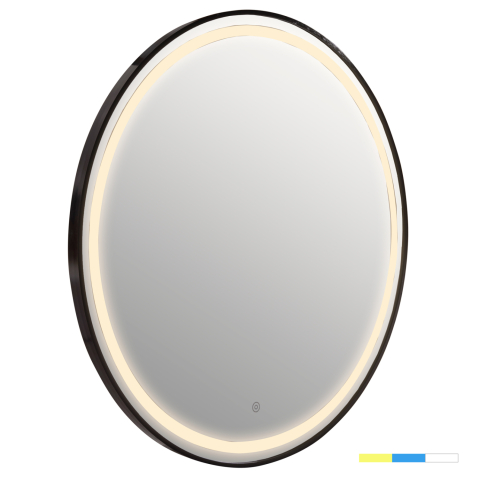 Oglinzi - WALL MIRROR ROUNDER FB94503.01 ALUMINUM FRAME IN BLACK-LED LIGHTING Φ80cm.