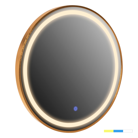 Oglinzi - WALL MIRROR ROUNDER HM4503.30 ALUMINUM FRAME IN GOLDEN-LED LIGHTING Φ80cm.