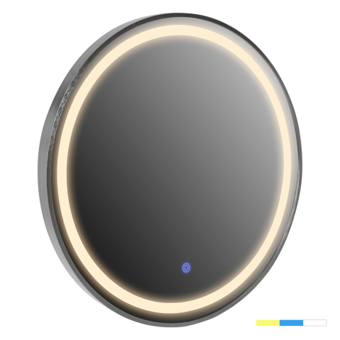 Oglinzi - WALL MIRROR ROUNDER HM4503.40 ALUMINUM FRAME IN SILVER-LED LIGHTING Φ80cm.