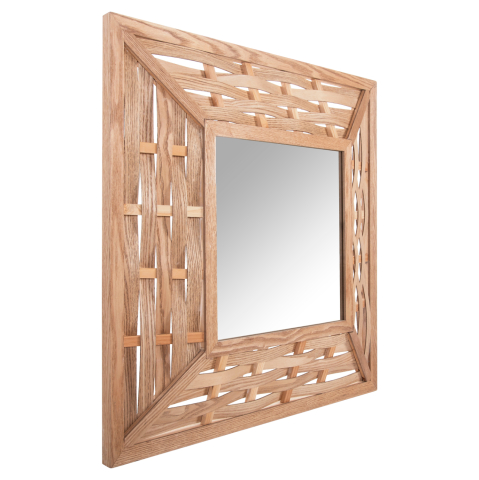 Oglinzi - WALL MIRROR SQUARE HM4226 BAMBOO IN OAK COLOR 71x7x71cm.