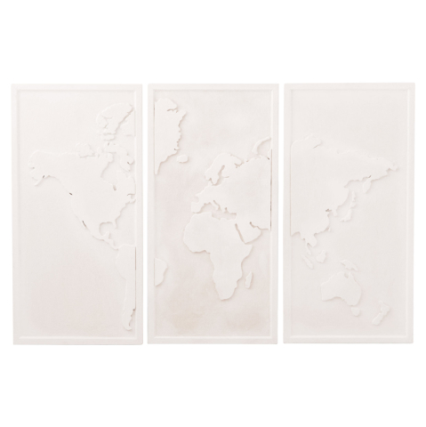 Tablouri pe panza / Canvas - WALL PAINTING 3-FOLD WORLD MAP SANTORINI HM4504 MDF IN OFF-WHITE COLOR 180x4(thickness)x120Hcm.