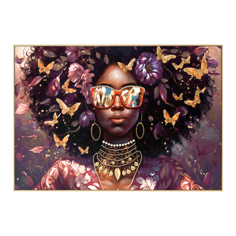 Tablouri pe panza / Canvas - WALL PAINTING MARIP HM4569 BEIGE PS FRAME-PRINTED CANVAS WOMAN'S FACE WITH GLASSES 82x4,5x82Hcm.