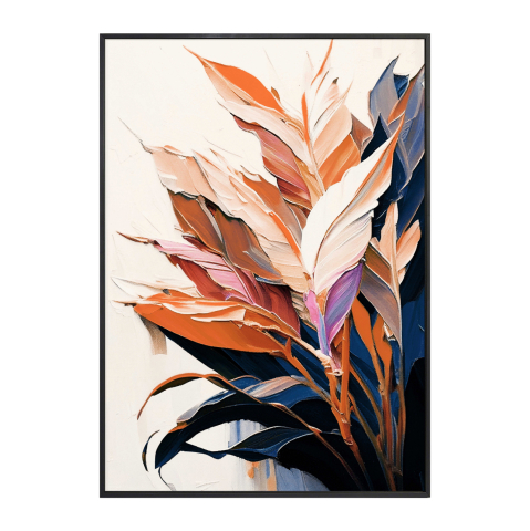 Decoratiuni - WALL PAINTING TROPICO HM4547.02 BLACK PS FRAME-PRINTED CANVAS WITH LEAVES 52.5x2.8x72.5Hcm.