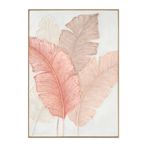 Tablouri pe panza / Canvas - WALL PAINTING TROPICO HM4556 WITH BEIGE PS FRAME-CANVAS BROAD LEAVES 72x4,5x102Hcm.