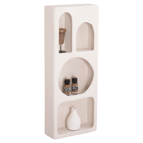 Rafturi de perete - WALL RACK SERIES SANTORINI HM18069 MDF IN OFF-WHITE COLOR 47,5x18x120Hcm.