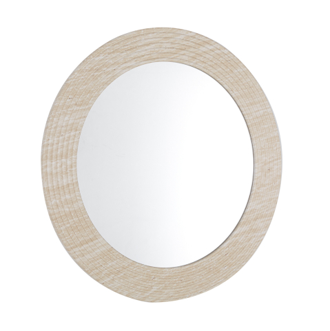 Interior - WALL ROUND MIRROR FONTE HM4880 MDF WITH PVC FRAME IN TRAVERTINE COLOR SCHEME Φ80cm