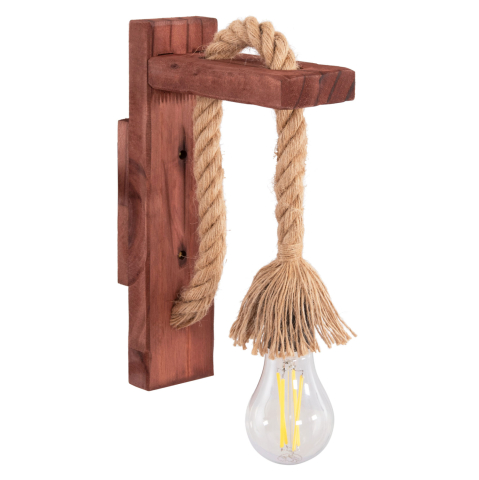 Iluminat de perete - WALL SCONCE BARN HM4469 WOODEN BASE-HEMP ROPE [Ε27] 7x20x29Hcm.